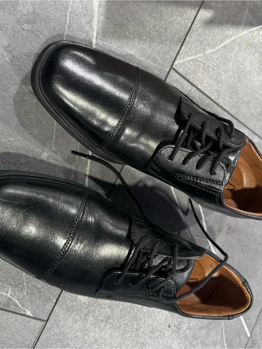 Clarks Black Leather Lace-Up Cap-Toe Derbys